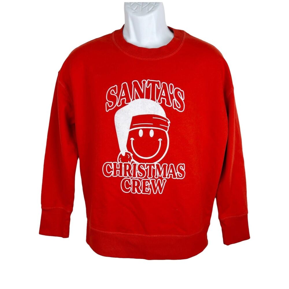 Maurices Sweater Men Medium Red Graphic Santa's Christmas Crew Holiday L/S